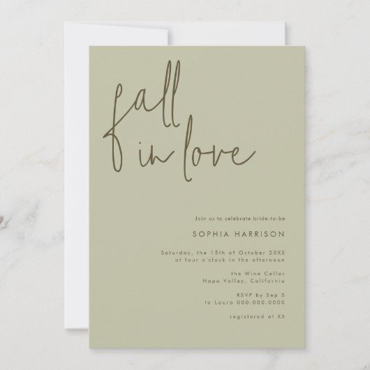 Herfst in liefde Minimalistisch Sage Vrijgezellenf Kaart (Voorkant)