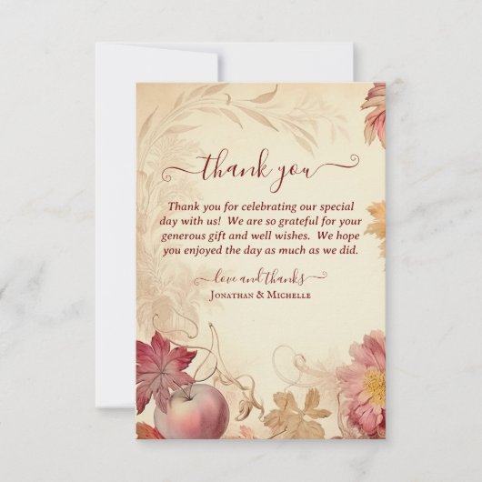 Herfst in liefde mooie herfst herfst bruiloft bedankkaart (Voorkant)