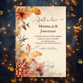 Herfst in liefde mooie herfstbloemen herfstbruilof kaart