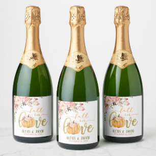 Herfst in liefde Mousserende Wijnfles Label Sparkling Wijnetiket