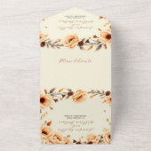 Herfst in liefde perzik bloemenborder dennenappel all in one uitnodiging (Buitenkant)