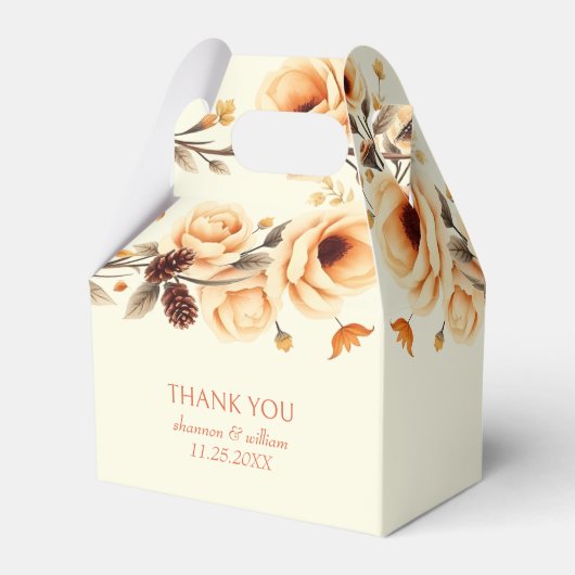 Herfst in liefde perzik bloemenrand Dank U bruilof Bedankdoosjes (Achterkant)