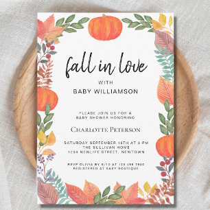 Herfst in Liefde Pompoen Baby shower Kaart