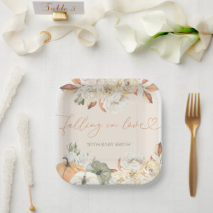 Herfst in Liefde Pompoen Herfst Baby shower Papieren Bordje
