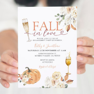 Herfst in Liefde Pompoen Ivoor Bloemen Engagement  Kaart