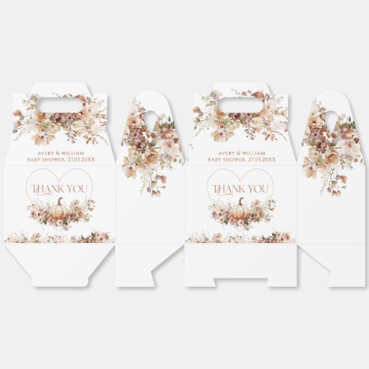 Herfst in liefde Pompoen Wildflower hart Baby show Bedankdoosjes (Ongevouwen)