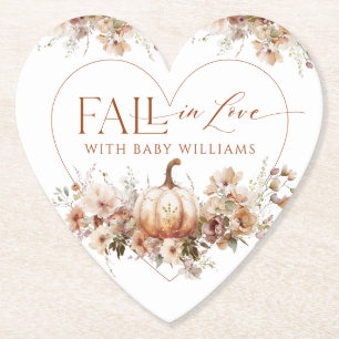 Herfst in liefde Pompoen Wildflower hart Baby show Kartonnen Onderzetters