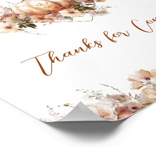 Herfst in liefde Pompoen Wildflower hart Baby show Poster (Hoek)