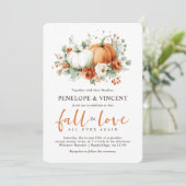 Herfst in liefde pompoenen bruiloft uitnodiging (Staand voorkant)