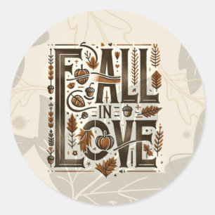 HERFST IN LIEFDE Retro Herfst Herfst Verloving Dou Ronde Sticker