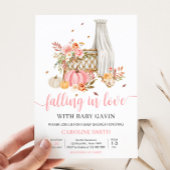 Herfst in liefde roze pompoen Baby shower Kaart