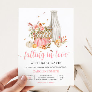 Herfst in liefde roze pompoen Baby shower Kaart