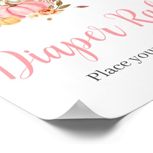 Herfst in liefde roze pompoen Baby shower Poster (Hoek)
