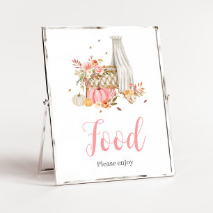 Herfst In Liefde Roze Pompoen Voedsel Baby shower Poster