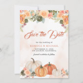 Herfst in Liefde Rustieke Pompoen Bloemen Huwelijk Save The Date (Voorkant)
