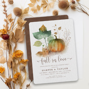 Herfst in liefde rustieke pompoen verlovingsfeest kaart