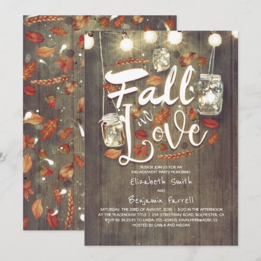 Herfst in liefde rustieke verlovingsfeest kaart (Voorkant / Achterkant)
