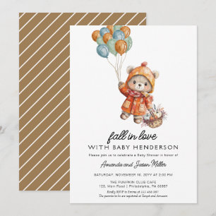 Herfst in liefde schattig teddybeer Baby shower Save The Date