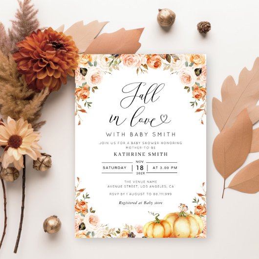 herfst in liefde script baby shower-uitnodiging kaart