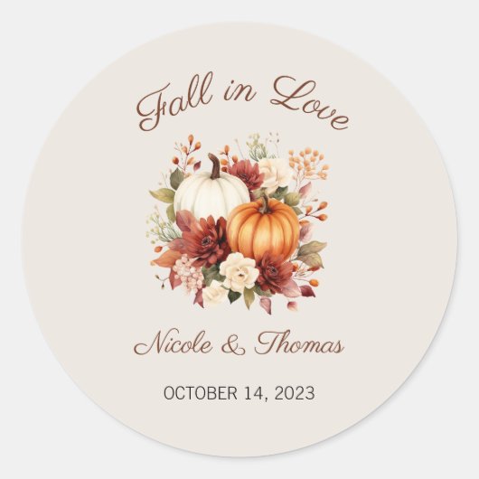 Herfst in Liefde Stickers, Trouwlabels Ronde Sticker (Voorkant)