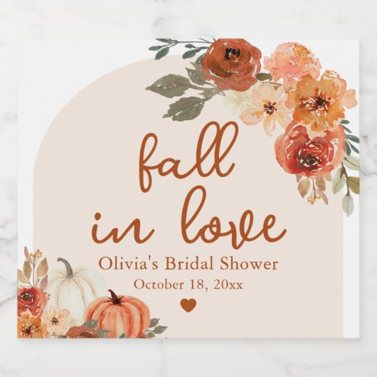 Herfst in Liefde Terracotta Pompoen Vrijgezellenfe Sparkling Wijnetiket (Enkel label)