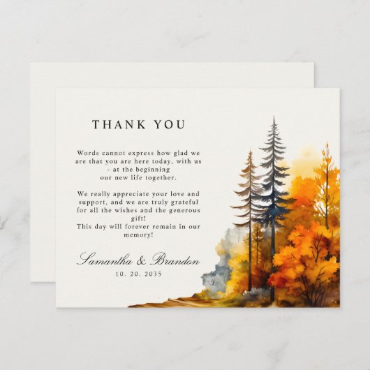 Herfst in liefde waterverf herfst Dank u kaart (Voorkant / Achterkant)