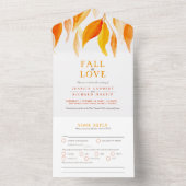 Herfst in liefde waterverf herfstbladeren bruiloft all in one uitnodiging (Binnen)