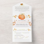 Herfst in liefde waterverf pompoen herfst bruiloft all in one uitnodiging (Binnen)