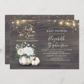 Herfst in liefde wit pompoen rustiek Baby shower Kaart (Voorkant / Achterkant)