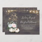 Herfst in liefde witte pompoen rustieke herfst bru kaart (Voorkant / Achterkant)