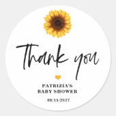 Herfst in Liefde Zonnebloem Baby shower Ronde Sticker (Voorkant)