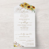 Herfst in Liefde Zonnebloem Pompoen bruiloft All In One Uitnodiging (Binnen)