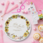 Herfst in Liefde Zonnebloem Pompoen bruiloft Papieren Bordje (Feest)