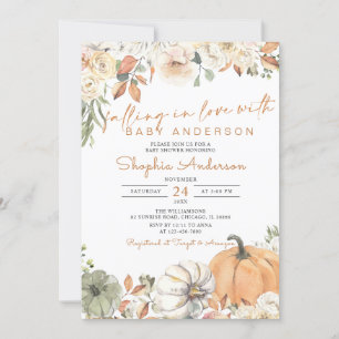 Herfst in Love Autumn Pumpkin Baby shower Uitnodig Kaart