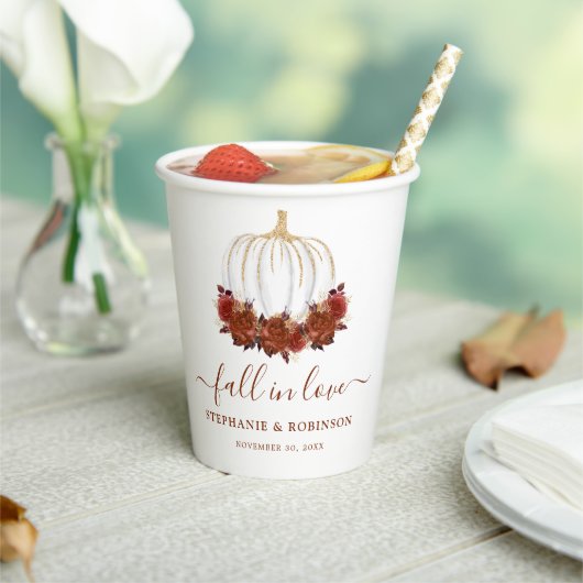 Herfst in Love Autumn Weddenschap Paper Cups Papieren Bekers (Insitu)