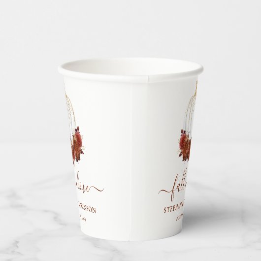Herfst in Love Autumn Weddenschap Paper Cups Papieren Bekers (Rechts)