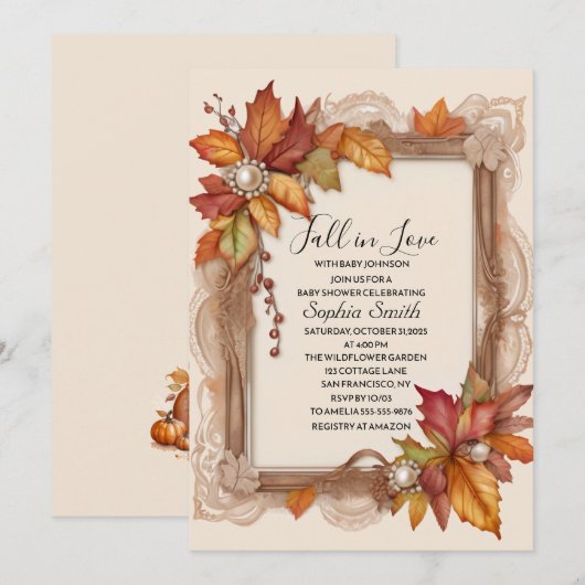 Herfst in Love Baby shower Invitation Kaart (Voorkant / Achterkant)