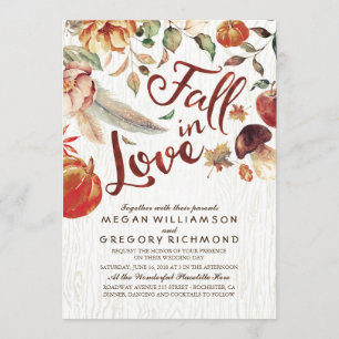 Herfst in Love Boho Rustic Floral Pumpink Wedding Kaart