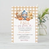 Herfst in Love Boy Beer in het Basket Baby shower Kaart (Staand voorkant)