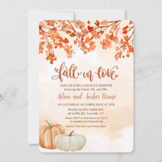 Herfst in Love Bridal Shower Kaart (Voorkant)