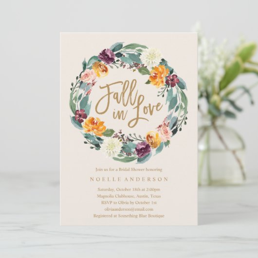 Herfst in Love Bridal Shower Uitnodiging (Staand voorkant)