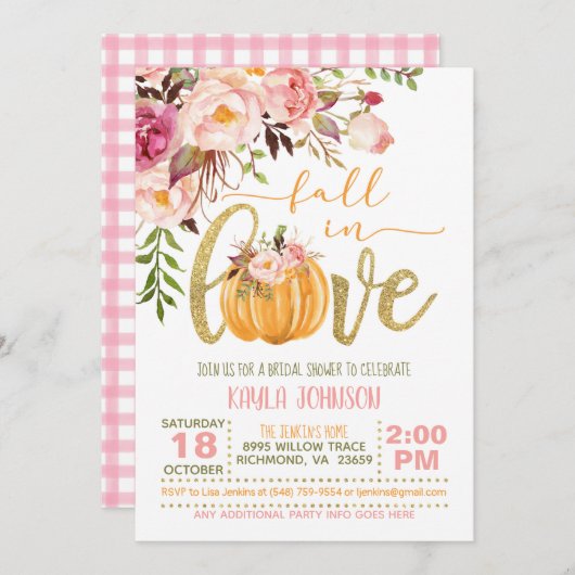 Herfst in Love Bridal Shower Uitnodiging (Voorkant / Achterkant)
