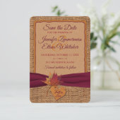 Herfst in Love Burlap, Leaves Save the Date (klein (Staand voorkant)