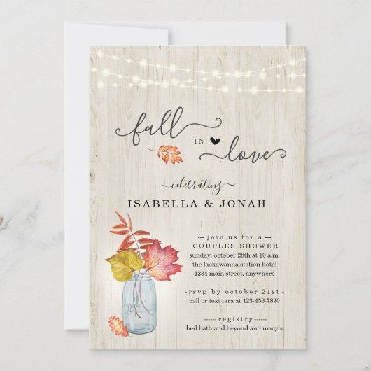 Herfst in Love Couple's/Bridal Shower Invitation Kaart (Voorkant)