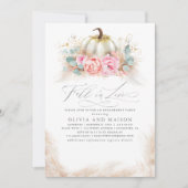 Herfst in Love Engagement Party Pink Flowers Pumpk Kaart (Voorkant)