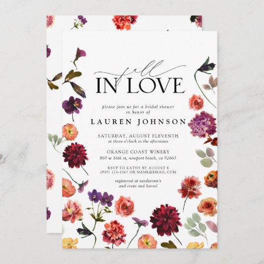 Herfst in Love Garden Flowers Vrijgezellenfeest Kaart (Voorkant / Achterkant)