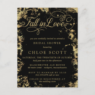 Herfst in Love Gold Black Vrijgezellenfeest Briefkaart