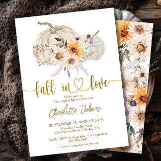Herfst In Love Gold Zonnebloemen Pompoen Vrijgezel Kaart