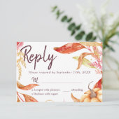 Herfst in Love Golden Foliage Autumn Burgundy RSVP Kaart (Staand voorkant)