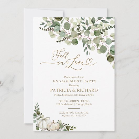 Herfst in Love Greenery Engagement Party Kaart (Voorkant)